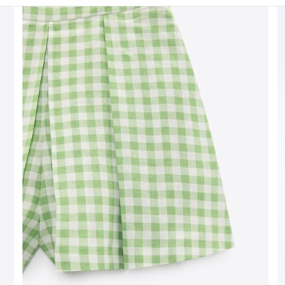 Zara green white Gingham skorts - Picture 4 of 11